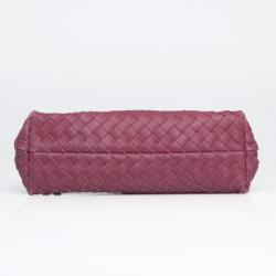 Pre Owned Bottega Veneta Small Pink Woven Leather Shoulder  Bag