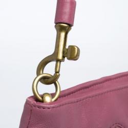 Pre Owned Bottega Veneta Small Pink Woven Leather Shoulder  Bag