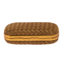 Pre Owned Bottega Veneta Gold Intrecciato Metal Knot Clutch