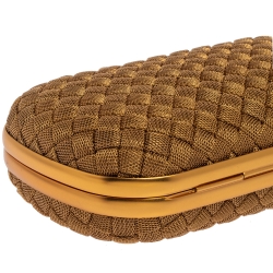 Pre Owned Bottega Veneta Gold Intrecciato Metal Knot Clutch