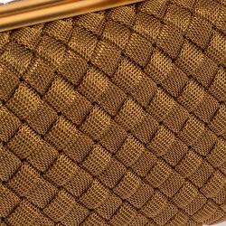 Pre Owned Bottega Veneta Gold Intrecciato Metal Knot Clutch