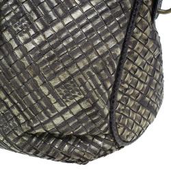 Pre Owned Bottega Veneta Metallic Gold Leather/Python Limited Edition Intrecciato Satchel