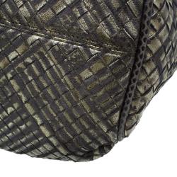 Pre Owned Bottega Veneta Metallic Gold Leather/Python Limited Edition Intrecciato Satchel