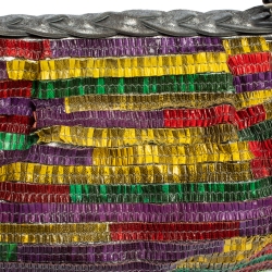 Pre Owned Bottega Veneta Multicolor Lizard Ruffles Limited Edition 135/200 Frame Bag