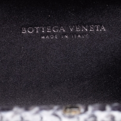 Pre Owned Bottega Veneta Black Satin and Snakeskin Trim Knot Clutch