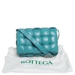 Pre Owned Bottega Veneta Turquoise Padded Leather Cassette Crossbody Bag
