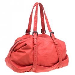 Pre Owned Bottega Veneta Orange Soft Leather Large Tote