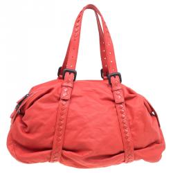 Pre Owned Bottega Veneta Orange Soft Leather Large Tote