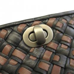Pre Owned Bottega Veneta Two Tone Leather Intrecciato Crossbody