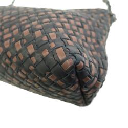Pre Owned Bottega Veneta Two Tone Leather Intrecciato Crossbody