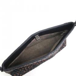 Pre Owned Bottega Veneta Two Tone Leather Intrecciato Crossbody