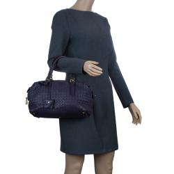 Pre Owned Bottega Veneta Purple Woven Leather Small Montaigne Satchel