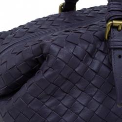 Pre Owned Bottega Veneta Purple Woven Leather Small Montaigne Satchel