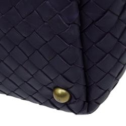 Pre Owned Bottega Veneta Purple Woven Leather Small Montaigne Satchel
