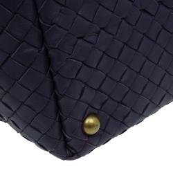 Pre Owned Bottega Veneta Purple Woven Leather Small Montaigne Satchel