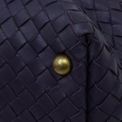 Pre Owned Bottega Veneta Purple Woven Leather Small Montaigne Satchel