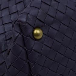 Pre Owned Bottega Veneta Purple Woven Leather Small Montaigne Satchel