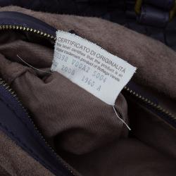 Pre Owned Bottega Veneta Purple Woven Leather Small Montaigne Satchel