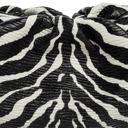Pre Owned Bottega Veneta Black/White Zebra Print Leather The Pouch