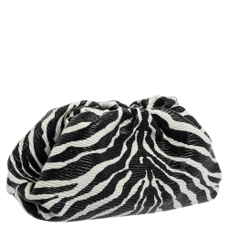 Pre Owned Bottega Veneta Black/White Zebra Print Leather The Pouch
