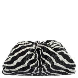 Pre Owned Bottega Veneta Black/White Zebra Print Leather The Pouch