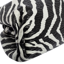 Pre Owned Bottega Veneta Black/White Zebra Print Leather The Pouch