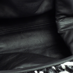 Pre Owned Bottega Veneta Black/White Zebra Print Leather The Pouch