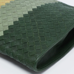 Pre Owned Bottega Veneta Multicolor Intrecciato Leather Top Zip Pouch