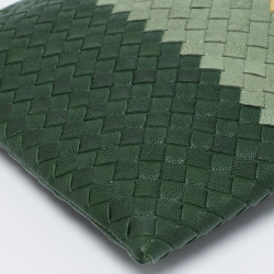 Pre Owned Bottega Veneta Multicolor Intrecciato Leather Top Zip Pouch