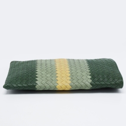Pre Owned Bottega Veneta Multicolor Intrecciato Leather Top Zip Pouch
