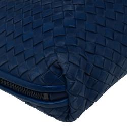 Pre Owned Bottega Veneta Blue Intrecciato Leather Crossbody