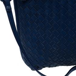 Pre Owned Bottega Veneta Blue Intrecciato Leather Crossbody