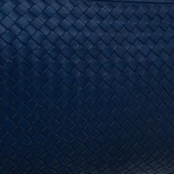 Pre Owned Bottega Veneta Blue Intrecciato Leather Crossbody