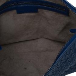 Pre Owned Bottega Veneta Blue Intrecciato Leather Crossbody