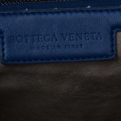 Pre Owned Bottega Veneta Blue Intrecciato Leather Crossbody