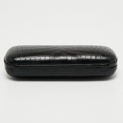 Pre Owned Bottega Veneta Black Crocodile Knot Clutch