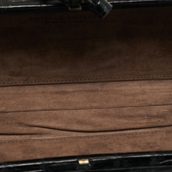 Pre Owned Bottega Veneta Black Crocodile Knot Clutch