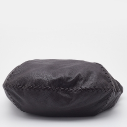 Pre Owned Bottega Veneta Dark Brown Leather Large Baseball Hobo