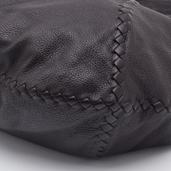 Pre Owned Bottega Veneta Dark Brown Leather Large Baseball Hobo