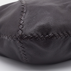Pre Owned Bottega Veneta Dark Brown Leather Large Baseball Hobo