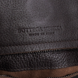 Pre Owned Bottega Veneta Dark Brown Leather Large Baseball Hobo