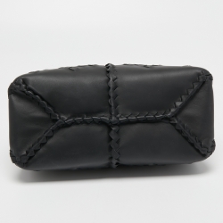 Pre Owned Bottega Veneta Black Intrecciato Leather Napolli Tote