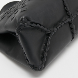 Pre Owned Bottega Veneta Black Intrecciato Leather Napolli Tote