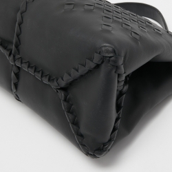 Pre Owned Bottega Veneta Black Intrecciato Leather Napolli Tote