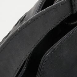 Pre Owned Bottega Veneta Black Intrecciato Leather Napolli Tote