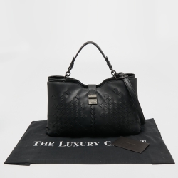 Pre Owned Bottega Veneta Black Intrecciato Leather Napolli Tote