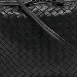 Pre Owned Bottega Veneta Black Intrecciato Leather Nodini Crossbody Bag