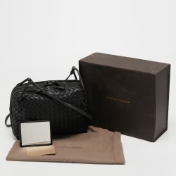 Pre Owned Bottega Veneta Black Intrecciato Leather Nodini Crossbody Bag