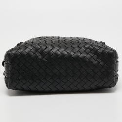 Pre Owned Bottega Veneta Black Intrecciato Leather Nodini Crossbody Bag