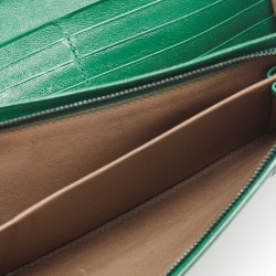 Pre Owned Bottega Veneta Green Intrecciato Karung Flap Continental Wallet